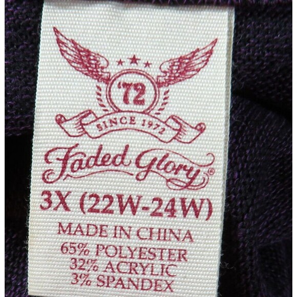 Faded Glory Purple Black Marled Long Sleeve Open Front Knit Cardigan Plus Sz 3X - Picture 2 of 5